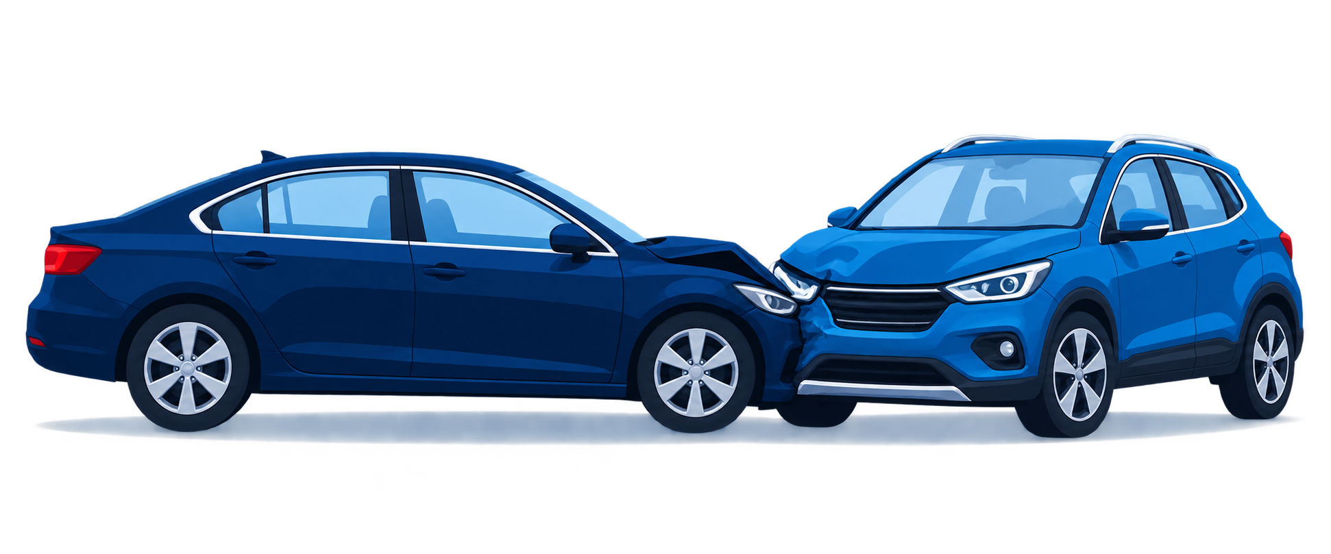 Două autoturisme albastre implicate într-o tamponare ușoară, ilustrație pentru asigurarea RCA Sigur365.