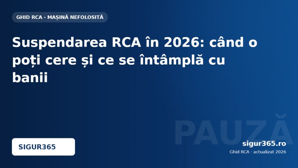 Suspendarea RCA în 2026: când o poți cere și ce se întâmplă cu banii